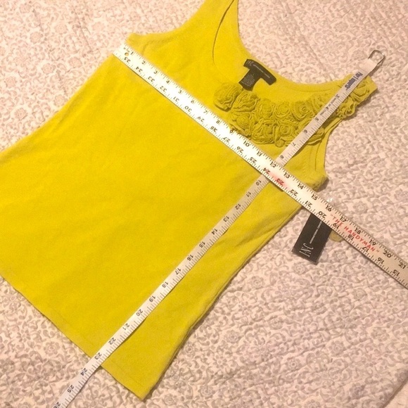INC Stretchy Chartreuse floral neck tank - Picture 5 of 9